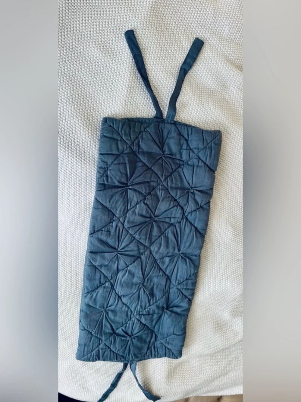 DKNY 22” Long Lumbar Puff Quilted Decorative Blue Throw Pillow Cover Pillowcase